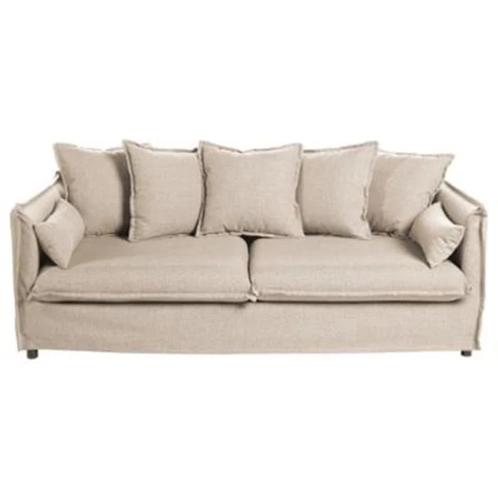Atmosphera Créateur d'intérieur - Canapé Lin 3 Places Odilon 210cm Beige