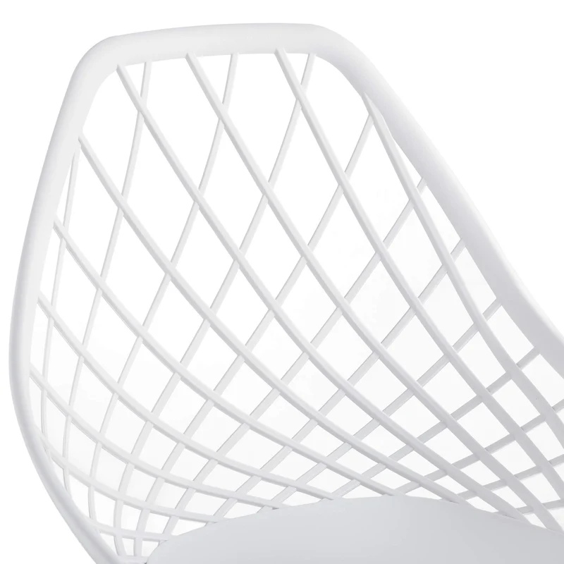 Set de 2 Chaises Designs Chaise de Salle à Manger Siège en Plastique Pieds en Métal Effet Hêtre Couleur Blanche et Effet Hêtre 83 cm