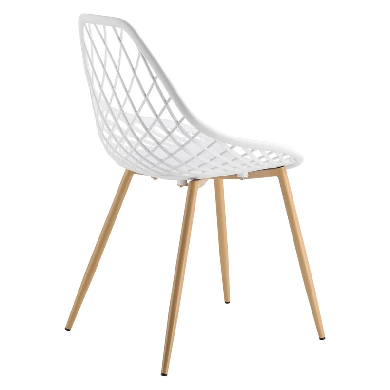 Set de 2 Chaises Designs Chaise de Salle à Manger Siège en Plastique Pieds en Métal Effet Hêtre Couleur Blanche et Effet Hêtre 83 cm