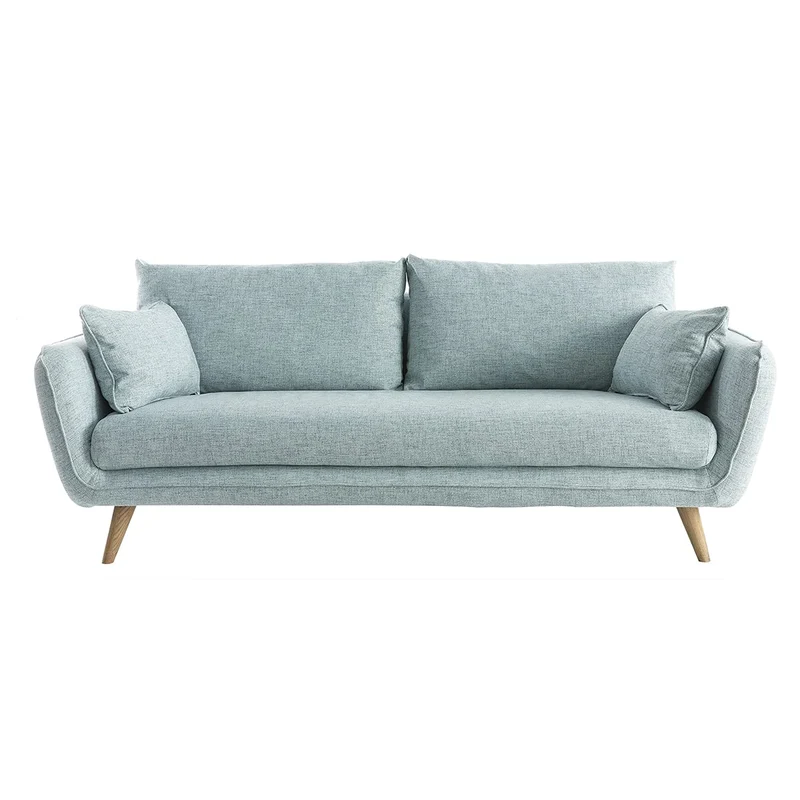 Miliboo Canapé scandinave 3 Places en Tissu Bleu Glacier et Bois Clair Creep