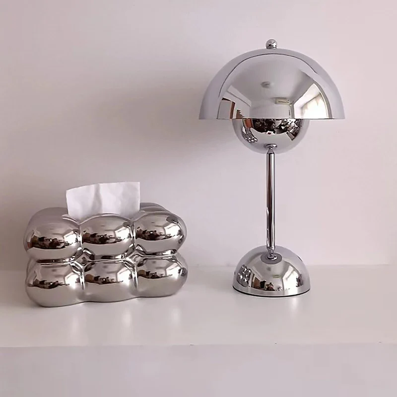 Hryx Lampe Champignon，Lampe De Chevet avec Contrôle Tactile, Lampe De Table en Champignon Dimmable Argent avec ，Chambre À Coucher, Salon, Étude, Chambre d'enfant, Bureau,B