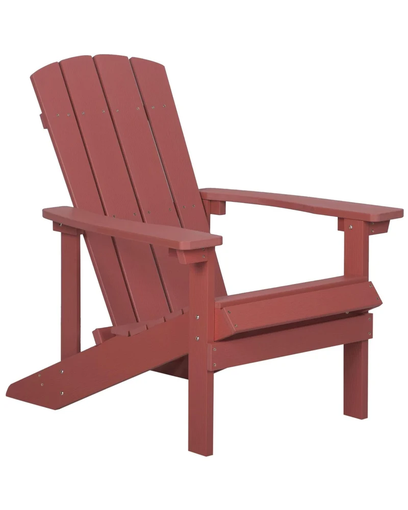 Chaise Basse Fauteuil de Jardin Effet Bois Rouge avec Accoudoirs et Dossier Confortable Matières Résitantes pour Terrasse Rustique et Campagne Beliani