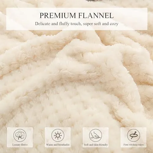 LumiSyne Plaid Couverture en Nid d'abeille Gaufre Couleur Unie Flanelle De Luxe 4 Tailles Disponibles Doux Chaud Couverture Douillette Jetés De Lit Jeté De Canapé Couvre-Lit Décorative 2000×230cm
