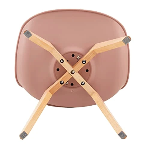 EGGREE Lot de 4 Chaise Salle à Manger Scandinaves SGS Tested Chaise Rembourrée de Cuisine Rétro Chaise de Bureau avec Pieds en Bois de Hêtre Massif, Rose Fumé