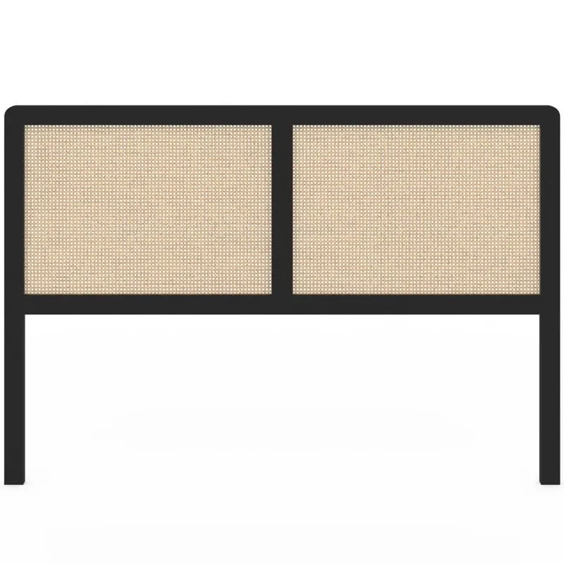 IDMarket - Tête de lit sur Pied EDHEN 160 cm cannage et Bois Noir
