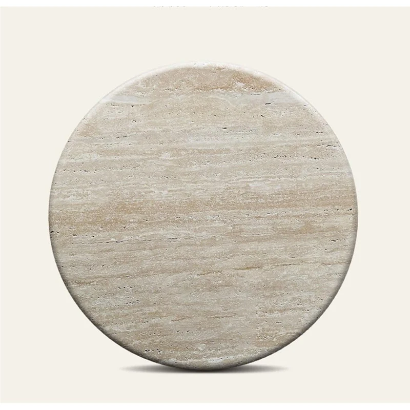 Décoration De Salon Table Basse Ronde Naturelle en Travertin Table Basse Petite Maison Moderne Simple, Table Basse Table D'Appoint, Petite Table À Thé,80 * 80 * 35cm