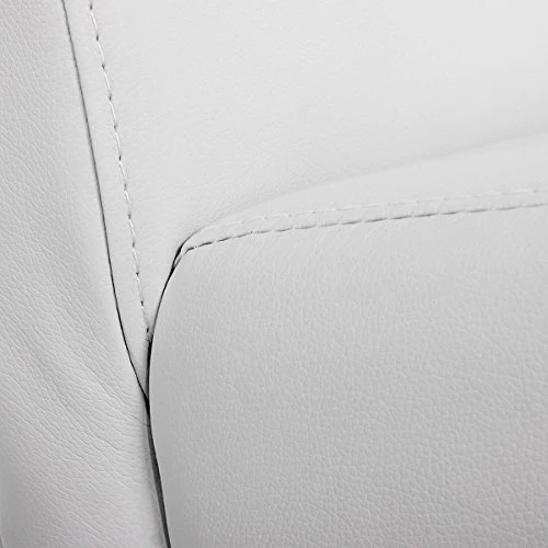 Mendler Lot de 4 chaises de séjour Littau - Simili-Cuir, Blanc Mat, Pieds foncés