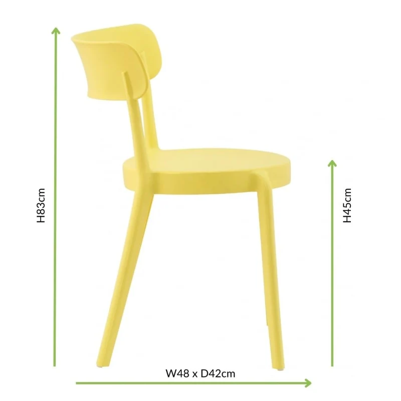 Fusion Living Chaise De Bistrot en Plastique Jaune Citron