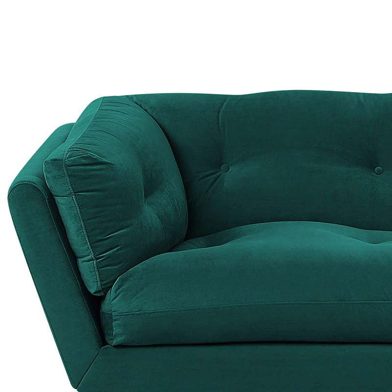 Canapé 3 Places Rembourré en Velours Vert Foncé avec Piètement Noir et Coussins Capitonnés Très Confortable pour Salon Glamour et Rétro Beliani