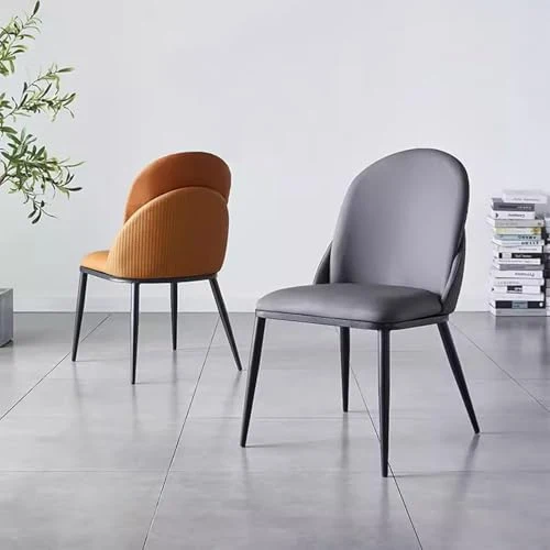 Preferspace Chaise de Salle à Manger avec siège en Faux Cuir, Chaise latérale de Chaise de Cuisine avec Jambe en métal, Chaise de Salle à Manger Moderne du Milieu du siècle