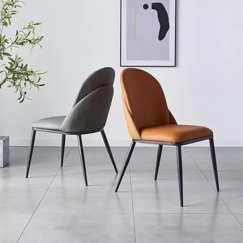 Preferspace Chaise de Salle à Manger avec siège en Faux Cuir, Chaise latérale de Chaise de Cuisine avec Jambe en métal, Chaise de Salle à Manger Moderne du Milieu du siècle