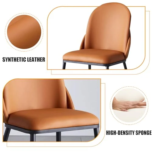Preferspace Chaise de Salle à Manger avec siège en Faux Cuir, Chaise latérale de Chaise de Cuisine avec Jambe en métal, Chaise de Salle à Manger Moderne du Milieu du siècle