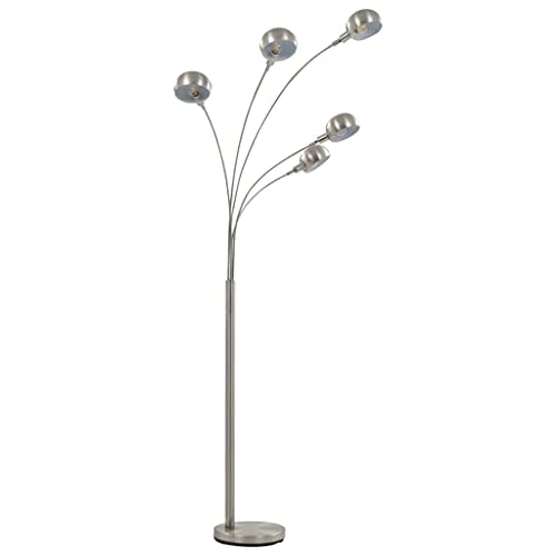vidaXL Lampadaire Lampe sur Pied Lampe de Sol Lampe à Arc Lumière Eclairage Salon Chambre à Coucher Maison Intérieur 200 cm 5 x E14 Argenté