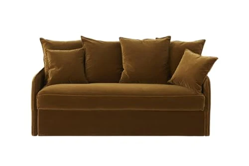 Moment Home Canapé 3 Places Convertible, Grand Confort, Made in France, Déhoussable,Velours Bronze, Couchage 140 Express Quotidien, Auguste