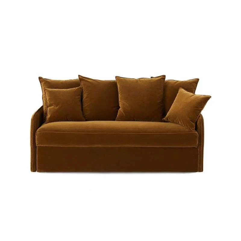 Moment Home Canapé 3 Places Convertible, Grand Confort, Made in France, Déhoussable,Velours Bronze, Couchage 140 Express Quotidien, Auguste