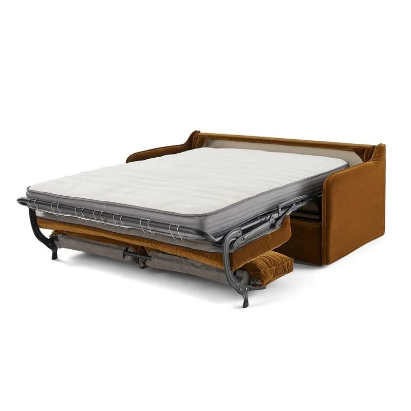 Moment Home Canapé 3 Places Convertible, Grand Confort, Made in France, Déhoussable,Velours Bronze, Couchage 140 Express Quotidien, Auguste