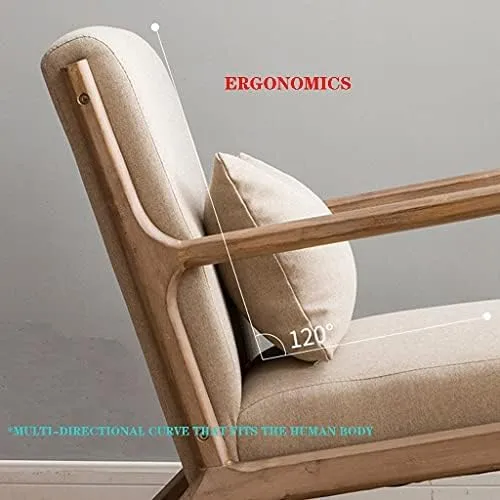 Chaises d'appoint, Fauteuil en Tissu Moderne, Chaise d'appoint rembourrée Moderne, Fauteuil Confortable pour Chambre à Coucher, Pieds en Bois Massif, Fauteuil Nordique, Maison, cha