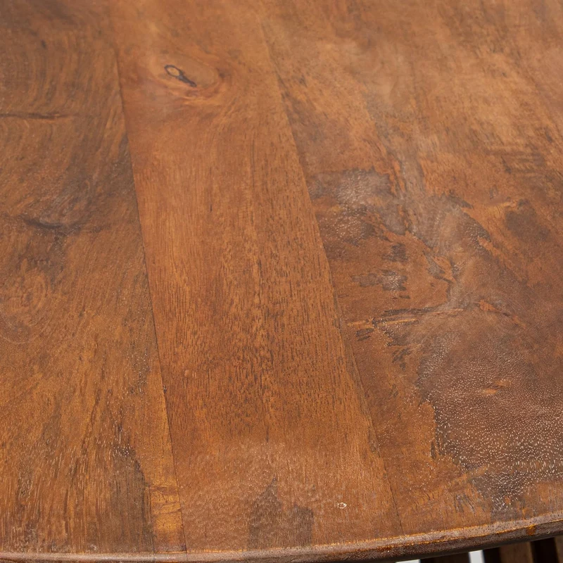DRW Table de Salle à Manger Ronde en Bois de Noyer 120 x 120 x 76 cm, Marron, 120x120x76 cm