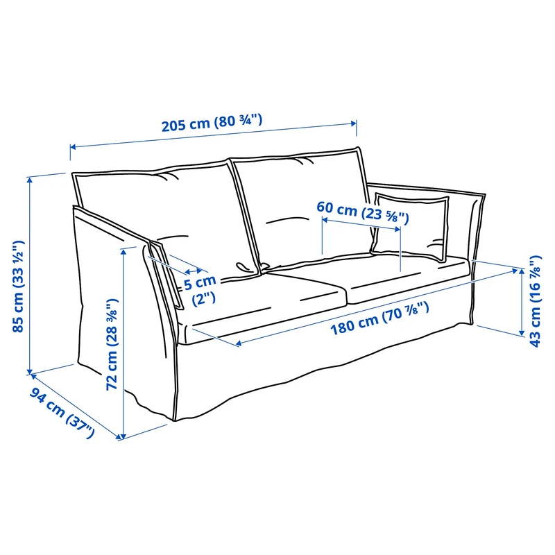 Ikea Backsälen Canapé 3 places Blanc