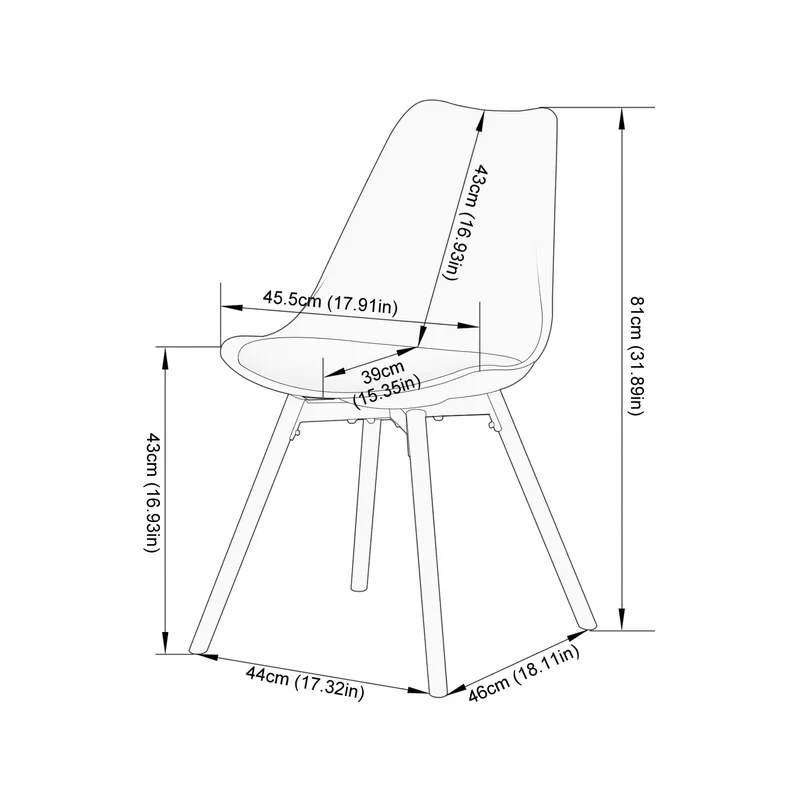 buybyroom Lot de 4 chaises de Salle à Manger rembourrées, Assise, Dossier, Salon, Salle à Manger, Salle de conférence, avec Bois Massif, Blanc