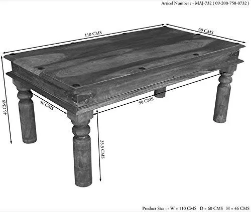Table Basse 110x60cm - Bois Massif de Palissandre huilé - Style Colonial/Ethnique - Leeds #27