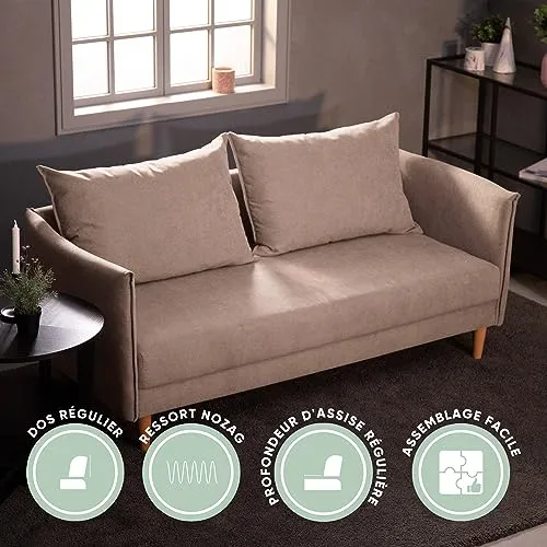 BUDWING - Melanie - Canapé 3 Places, Style De Salon Moderne, pour Salon, Appartement, Petit Space, Chambre des Enfants, Pieds Hauts en Bois Massif, Tissu en Facile À Nettoyer, Diverses Couleurs -