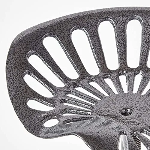 HOMESCAPES Tabouret de Bar Vintage Gris avec siège de Tracteur pivotant, 70 cm