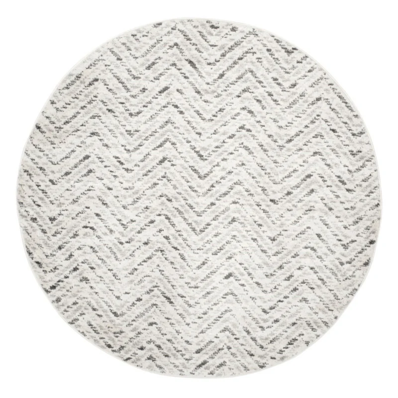 Safavieh Tapis Chevron pour Salon, Salle à Manger, Chambre à Coucher - Collection Adirondack - Poils Courts - Ivoire et Anthracite - 155 x 229 cm
