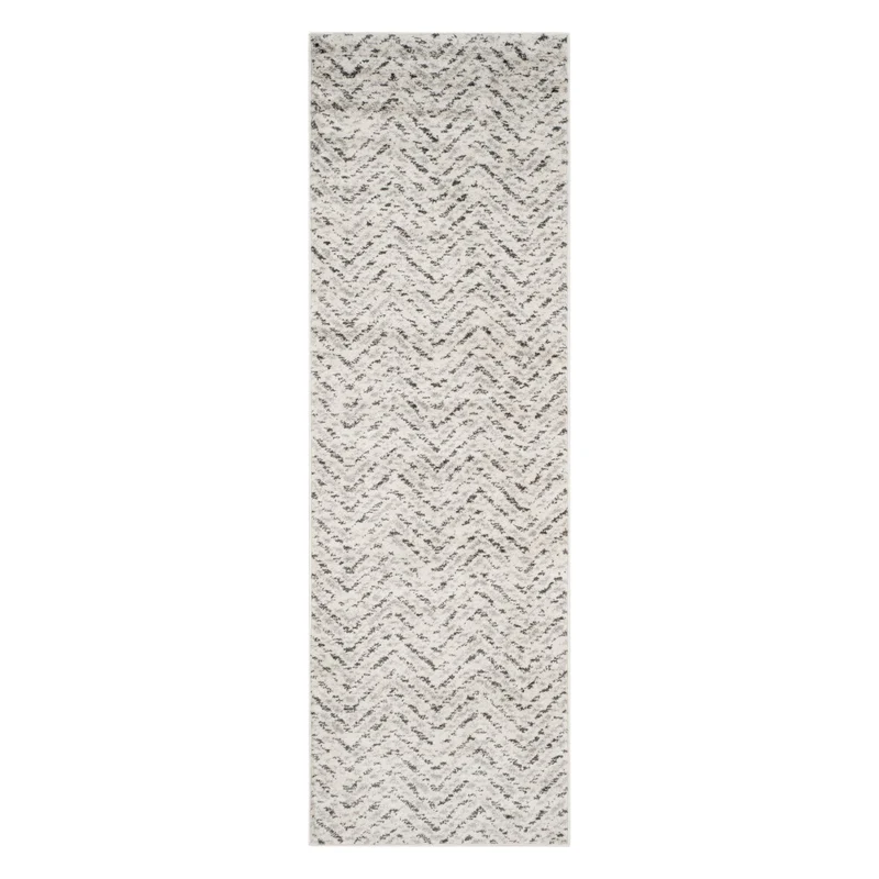 Safavieh Tapis Chevron pour Salon, Salle à Manger, Chambre à Coucher - Collection Adirondack - Poils Courts - Ivoire et Anthracite - 155 x 229 cm