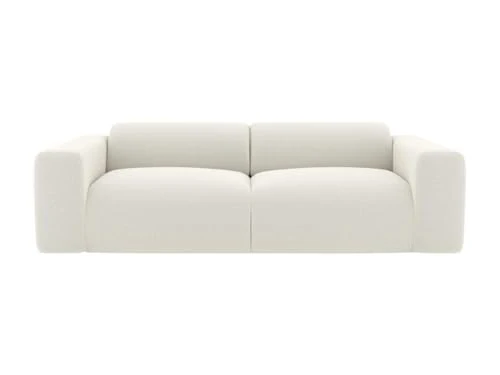Vente-unique - Canapé 3 Places en Tissu Bouclette Blanc POGNI de Maison Céphy