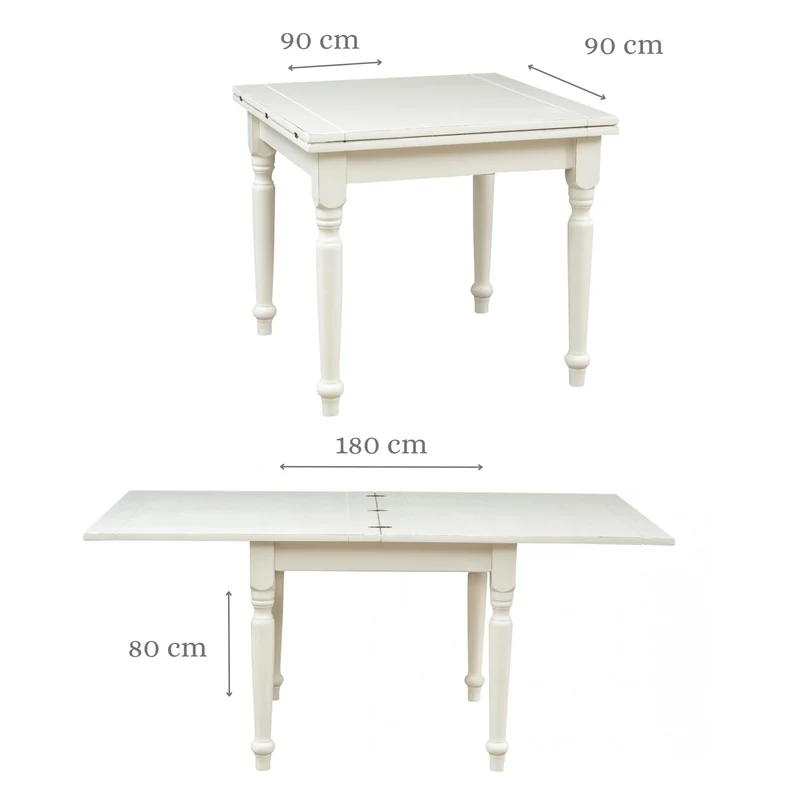 Biscottini Table carrée Extensible 90x90 cm Made in Italy | Table Cuisine et Salle a Manger | Table en Bois Salle a Manger | Table bistrot carrée