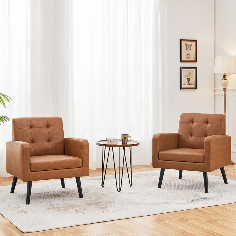 Yaheetech 1 Fauteuil à Oreilles avec Dossier Confortable - Charge maximale : 136 kg - pour Salon/Chambre à Coucher - Marron rétro