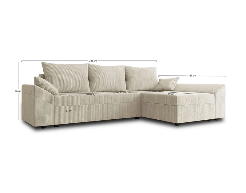 Best Mobilier - Mike - canapé d'angle réversible - 4 Places - Convertible avec Coffre - en Velours côtelé, Jaune