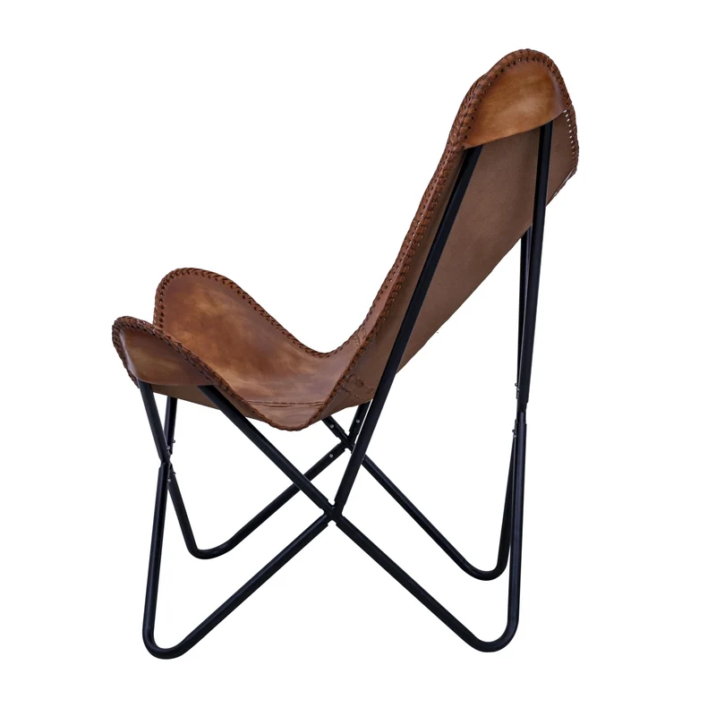 Chaise ARM en cuir marron/Chaise papillon en cuir Décoration de la maison/Présenté par Leder_artesanía