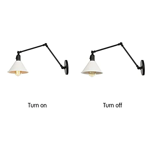 Appliques Murales, Rétractable avec Interrupteur Applique Murale Industrielle Rétro Luminaires Muraux E27 Abat-Jour en Fer Forgé Librement Réglable pour Les Chambres Salon Loft Restaurant