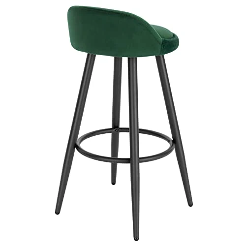 WOLTU Tabouret de Bar Vert foncé Lot de 2,Tabouret de comptoir Tabouret de bistrot avec Dossier et Repose-Pieds en Velours et métal,BH296dgn-2