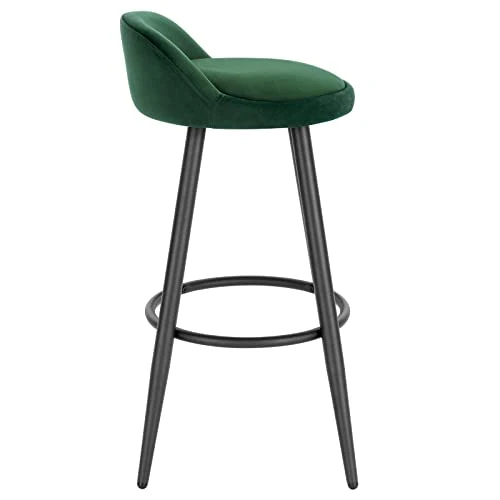 WOLTU Tabouret de Bar Vert foncé Lot de 2,Tabouret de comptoir Tabouret de bistrot avec Dossier et Repose-Pieds en Velours et métal,BH296dgn-2