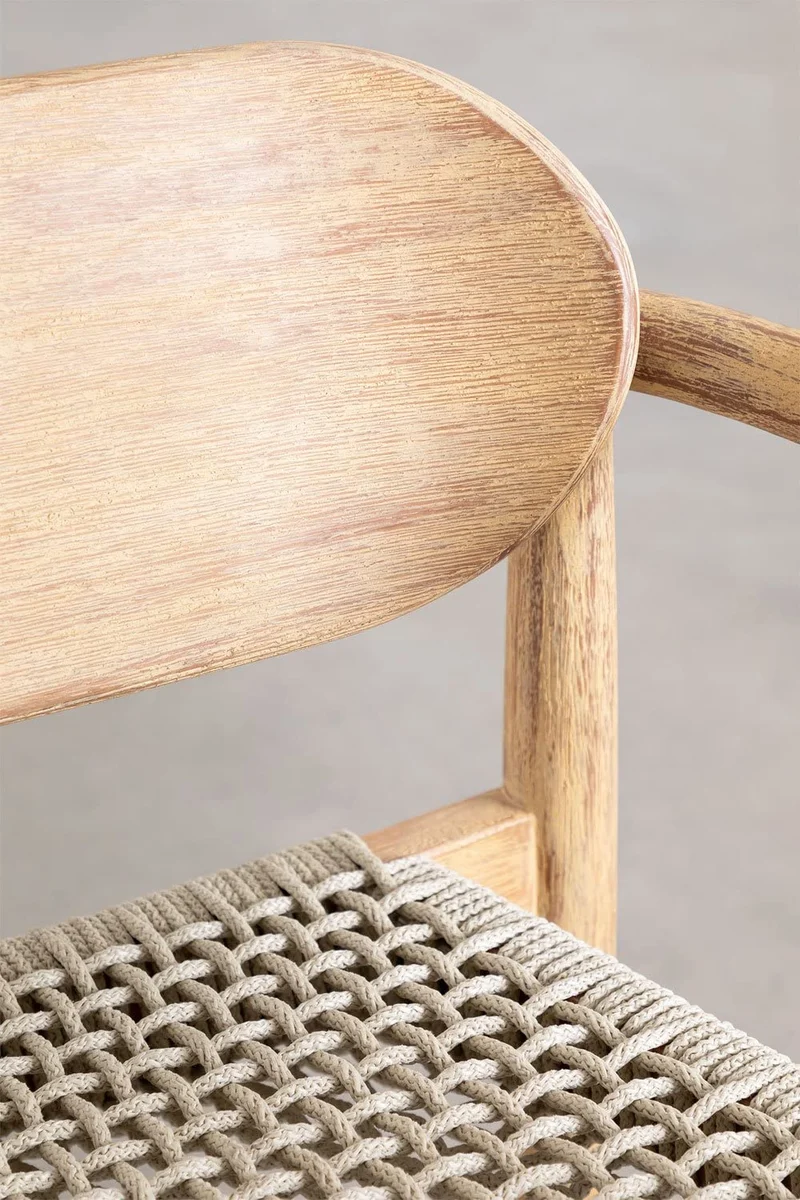 SKLUM Chaise de Salle à Manger avec accoudoirs en Bois Naele Beige Crème