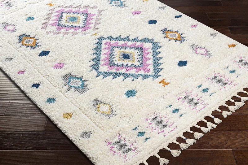 Surya Suva Tapis Géométrique Scandinave - Grand Tapis Salon, Salle à Manger, Chambre, Cuisine - Tapis Design Boheme Chic, Berbere Moderne, Tapis Poil Court 160x213cm- Beige, Bleu, Lavande, Jaune, Gris