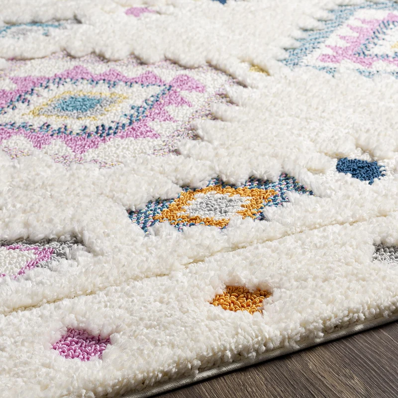 Surya Suva Tapis Géométrique Scandinave - Grand Tapis Salon, Salle à Manger, Chambre, Cuisine - Tapis Design Boheme Chic, Berbere Moderne, Tapis Poil Court 160x213cm- Beige, Bleu, Lavande, Jaune, Gris