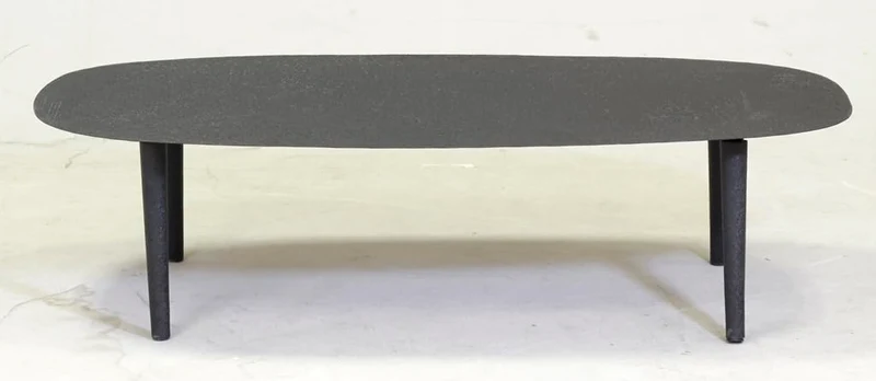 AUBRY GASPARD Table Basse Ovale en métal texturé Noir