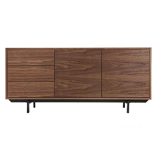 Miliboo Buffet Vintage en Bois foncé Noyer 2 Portes 3 tiroirs L160 cm Manny