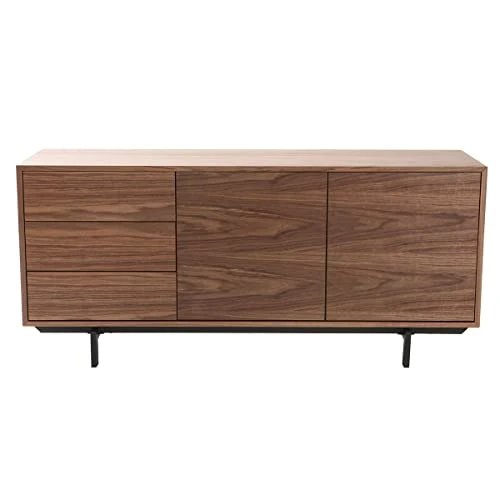 Miliboo Buffet Vintage en Bois foncé Noyer 2 Portes 3 tiroirs L160 cm Manny