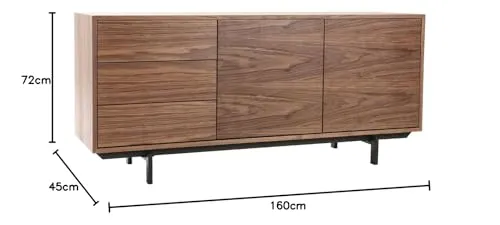 Miliboo Buffet Vintage en Bois foncé Noyer 2 Portes 3 tiroirs L160 cm Manny
