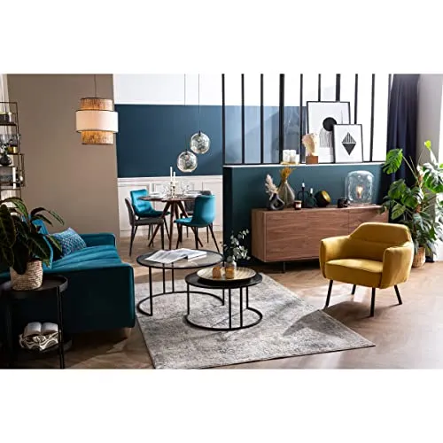 Miliboo Buffet Vintage en Bois foncé Noyer 2 Portes 3 tiroirs L160 cm Manny