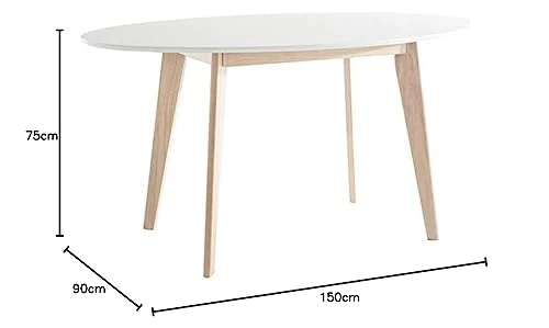Miliboo Table Ovale Blanche et Bois Clair L150 cm Leena