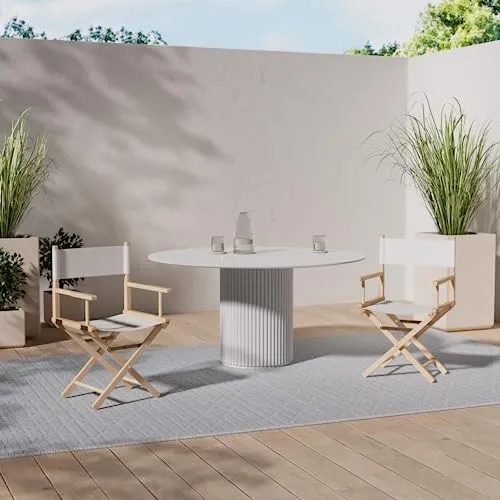 IMPWOOD Regiesstuhl Chaise de jardin en bois blanc - Chaise de camping pliable - Chaise de maquillage - Siège peu encombrant pour le jardin