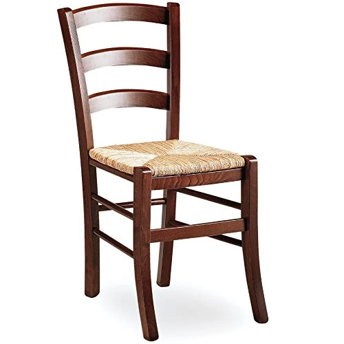 ZStyle Chaise Venise Bois Noyer Restaurant Paille Ferme Cuisine maison Art Classique (Paille)
