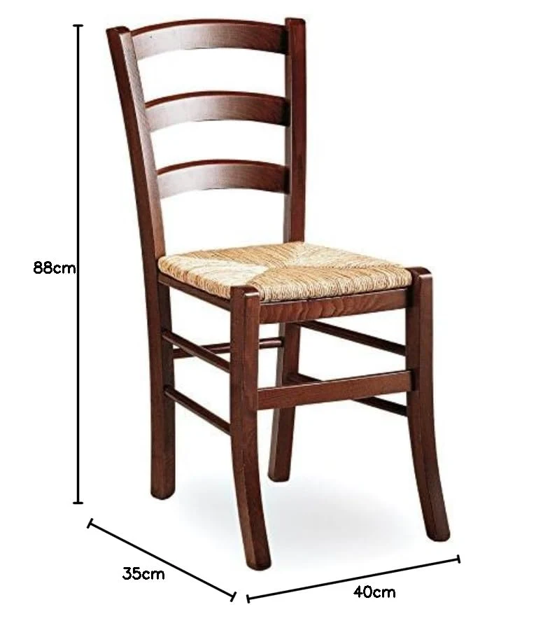ZStyle Chaise Venise Bois Noyer Restaurant Paille Ferme Cuisine maison Art Classique (Paille)