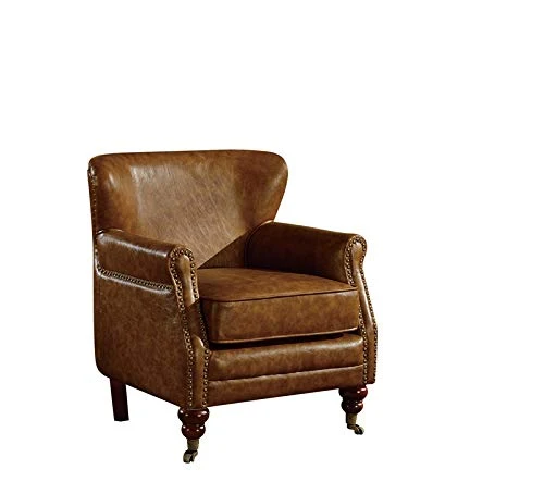 JVmoebel Chesterfield Fauteuil à oreilles en cuir Marron